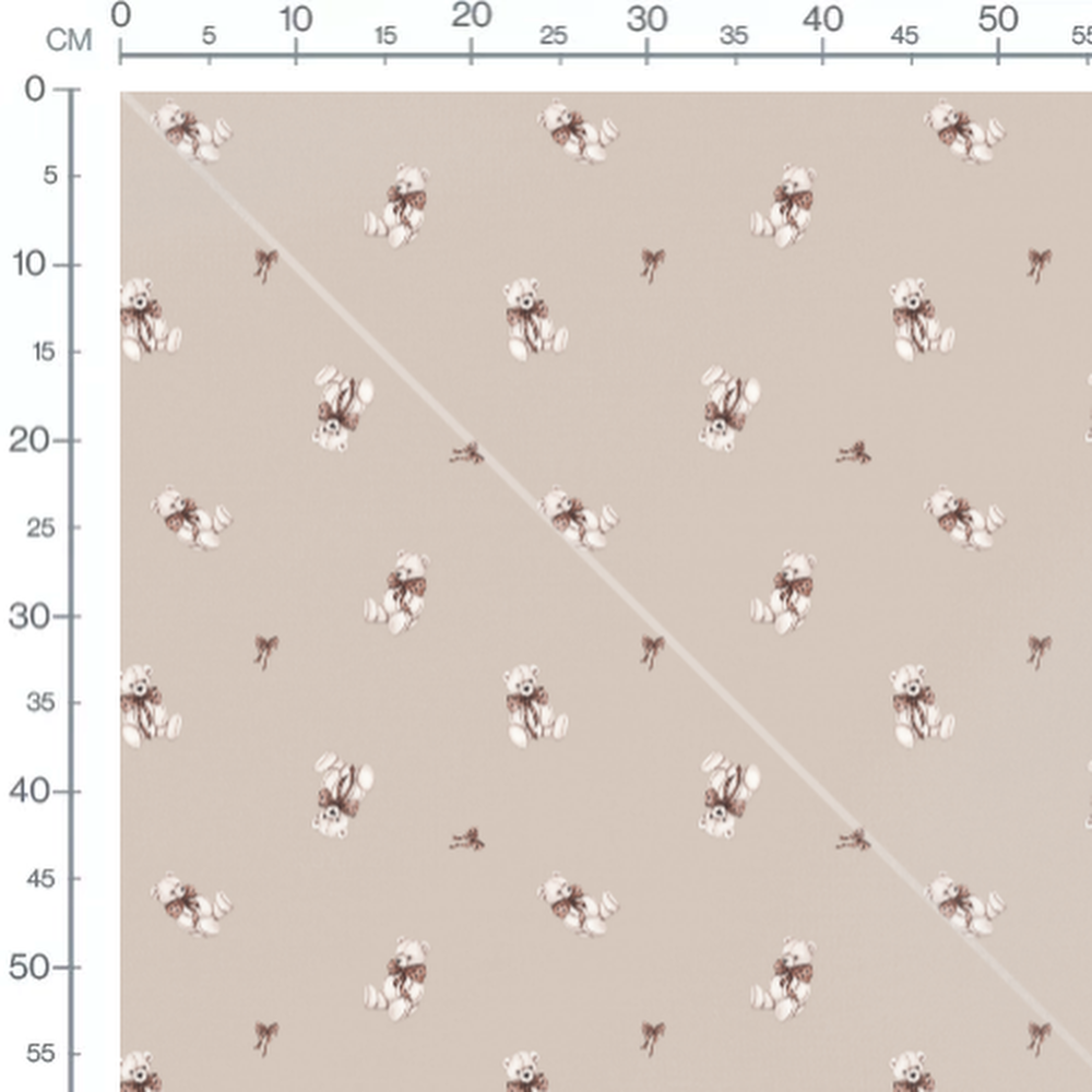 Tissu - Oursons blancs et nœuds marron