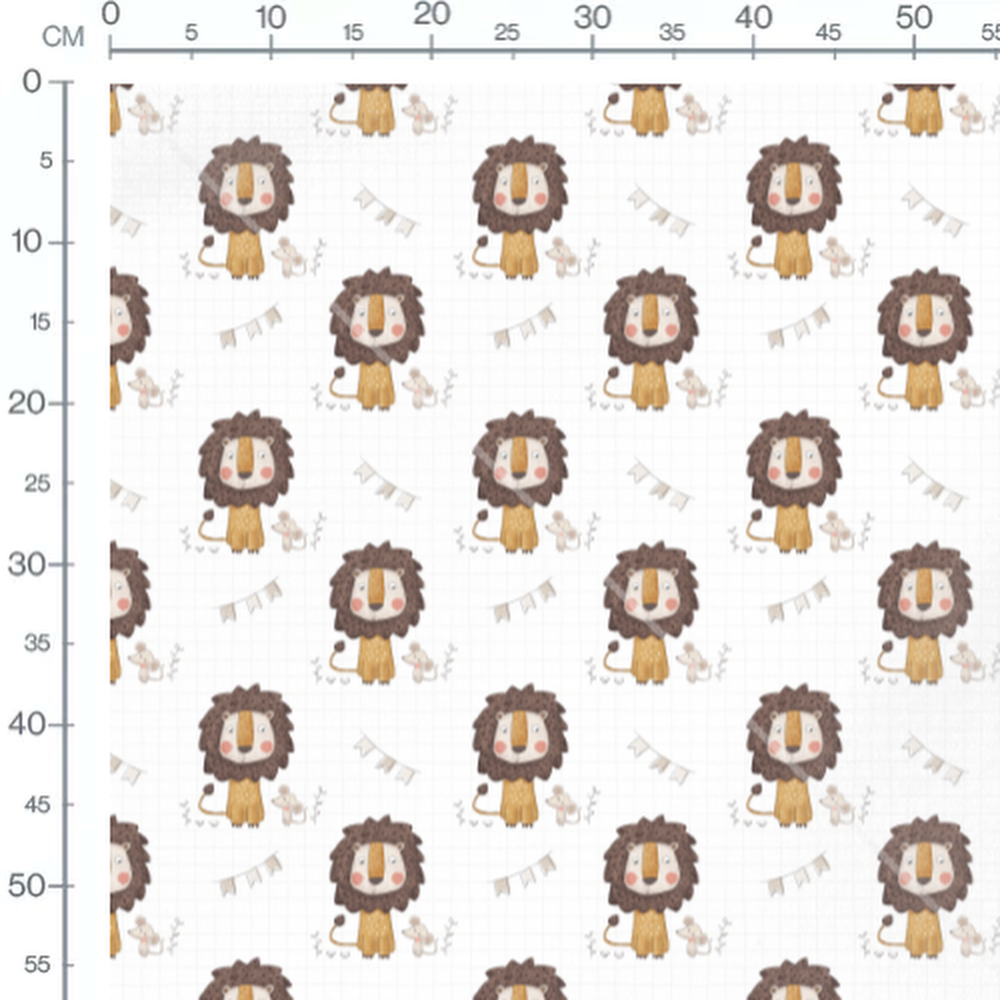 Tissu - Lions marron et souris grises