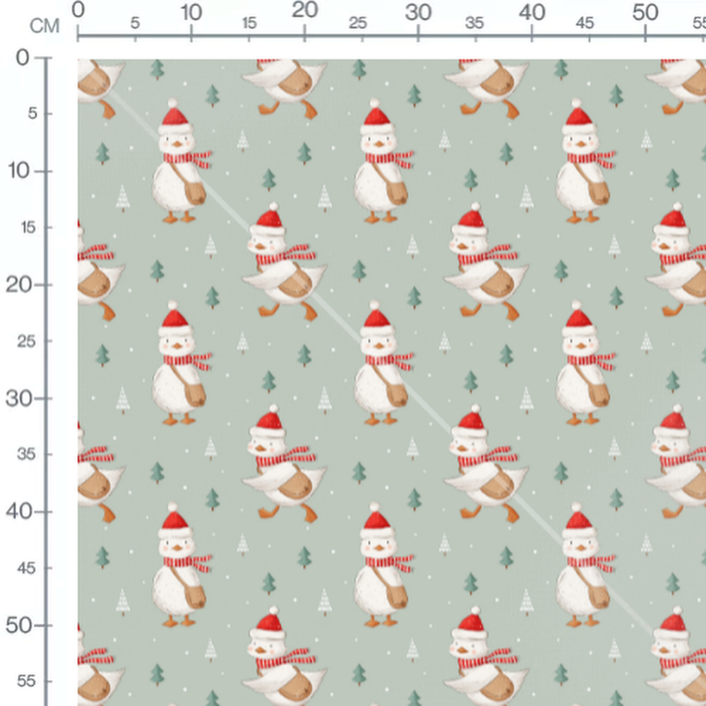 Tissu - Canards festifs sur vert