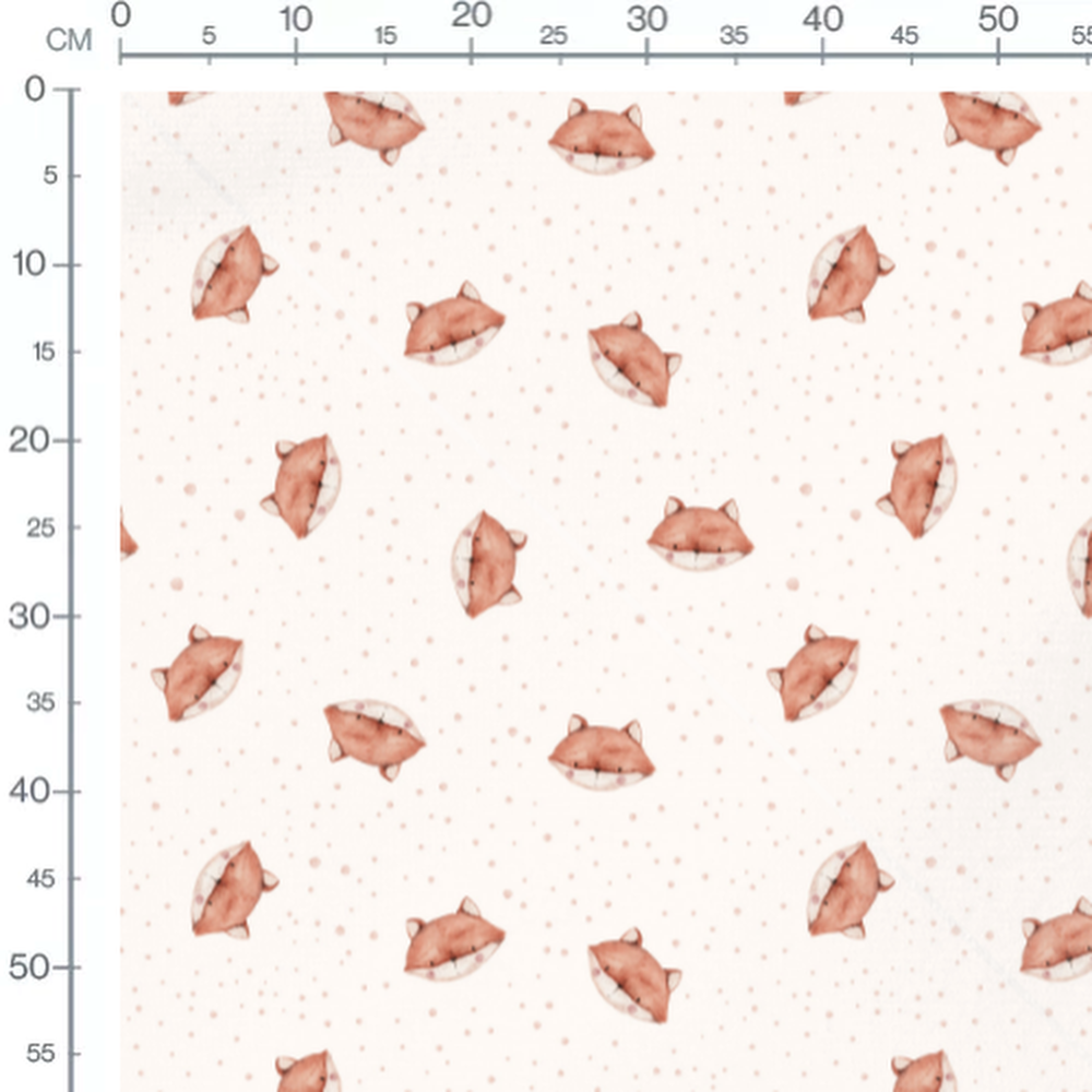 Tissu - Renards et pois beige