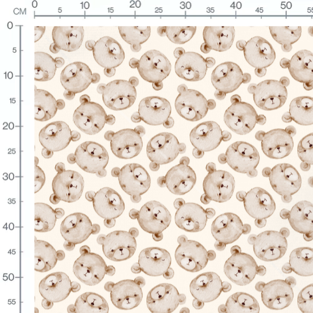 Tissu - Ours souriants sur crème