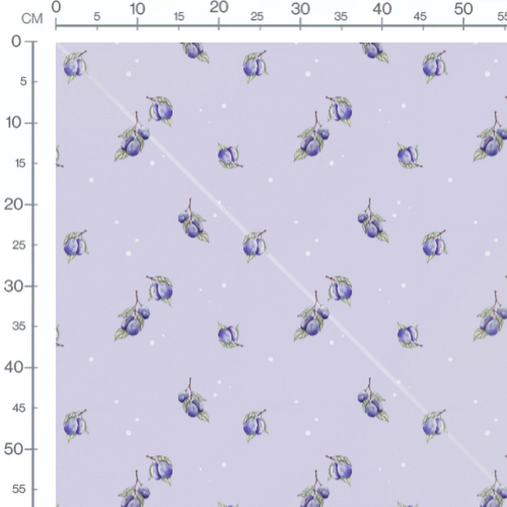 Tissu - Prunes sur fond violet