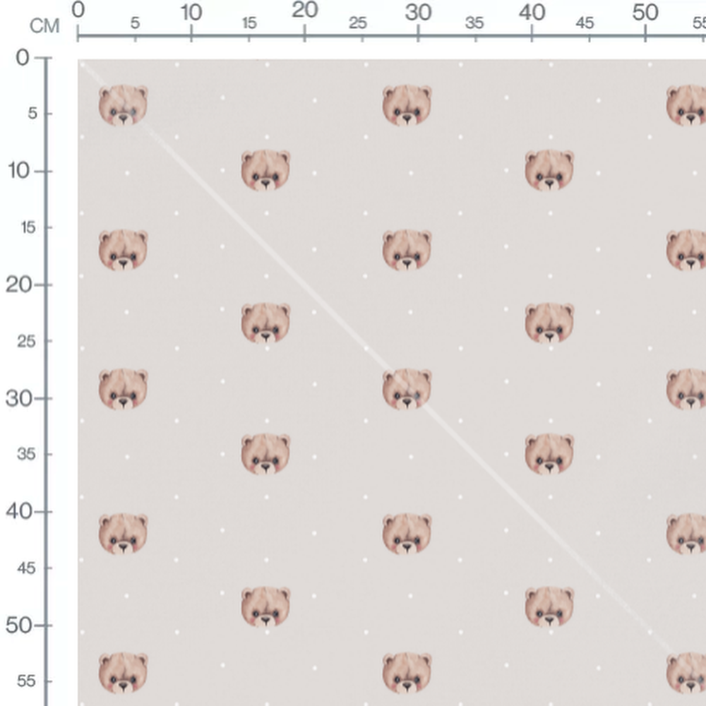 Tissu - Oursons bruns et pois blancs