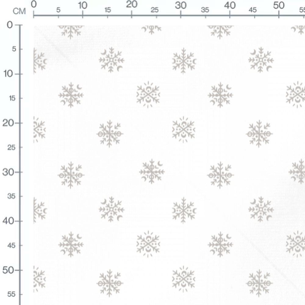 Tissu - Flocons gris sur blanc
