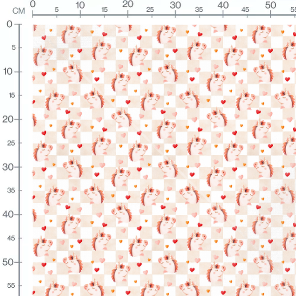Tissu - Licornes colorées sur beige