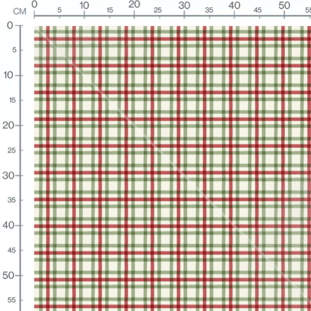 Tissu - Carreaux verts et rouges beige