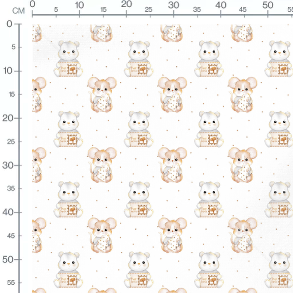 Tissu - Souris et ours lettre Noël