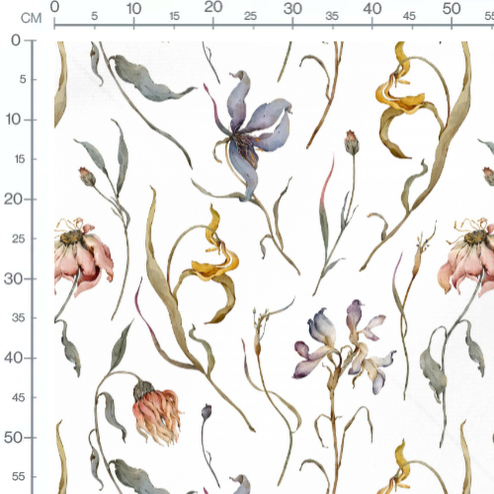 Tissu - Fleurs pastel sur blanc léger