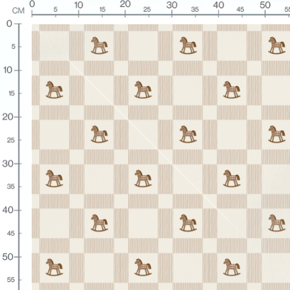 Tissu - Chevaux à bascule marron