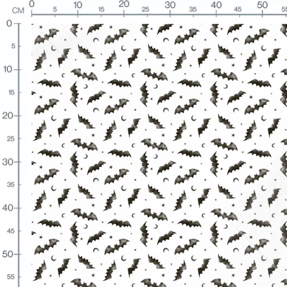 Tissu - Chauves-souris et lunes noires