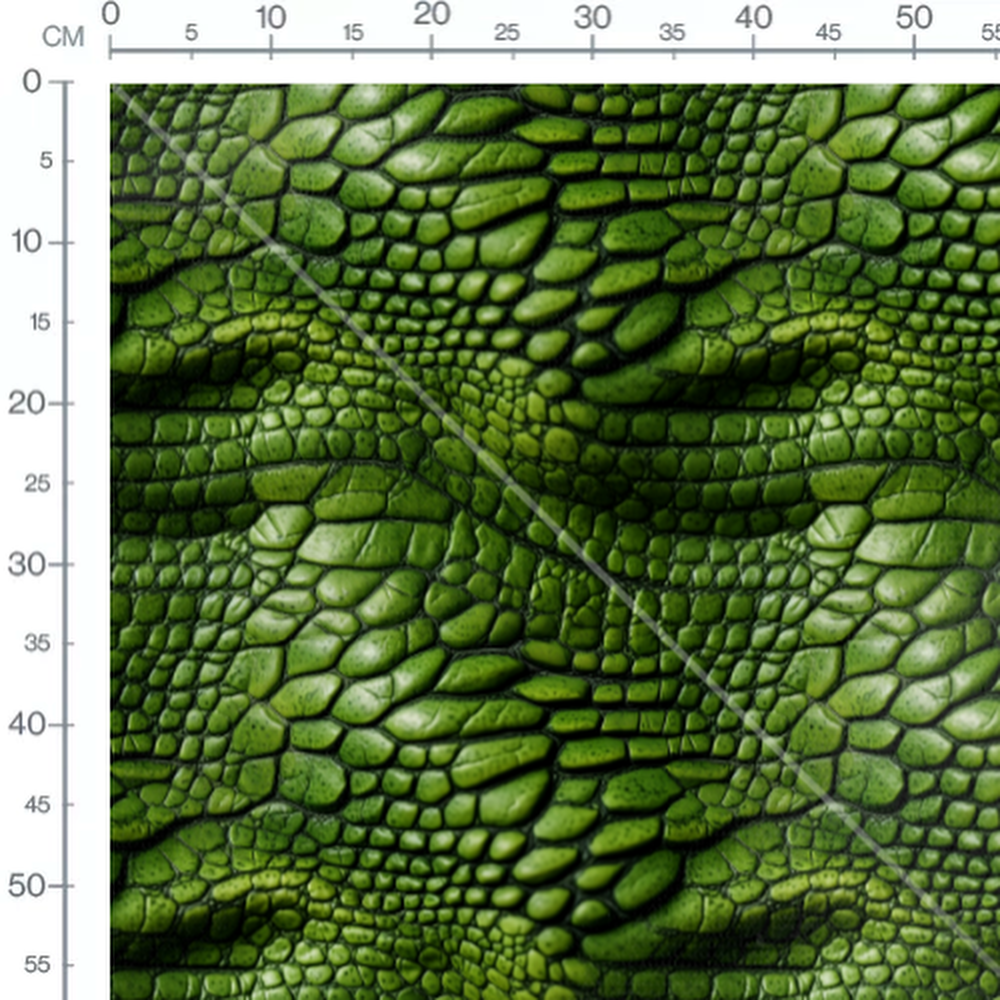 Tissu - iguane vert emeraude