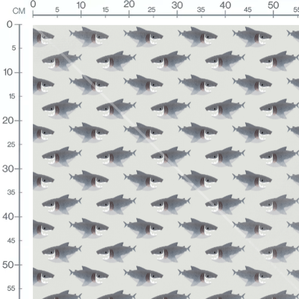 Tissu - Requins gris souriants