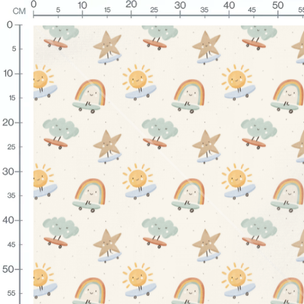 Tissu - Étoiles et sourires colorés