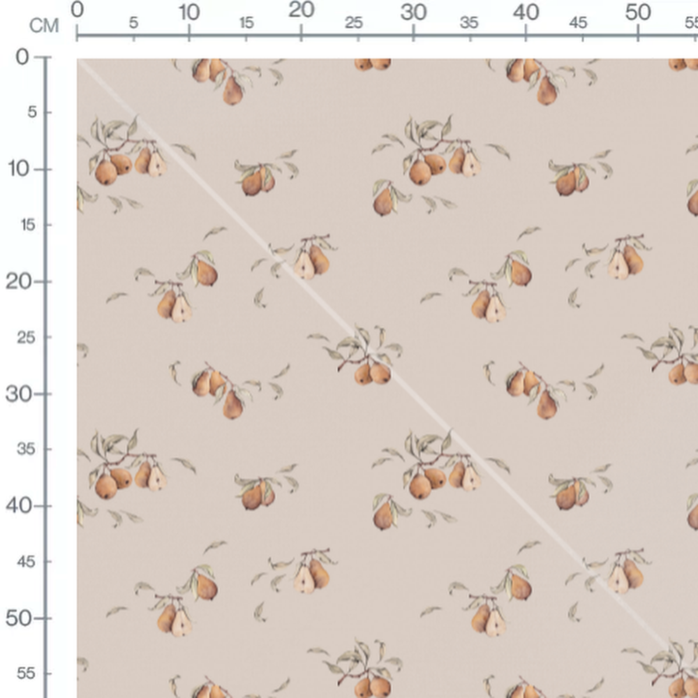 Tissu - Poires sur fond beige