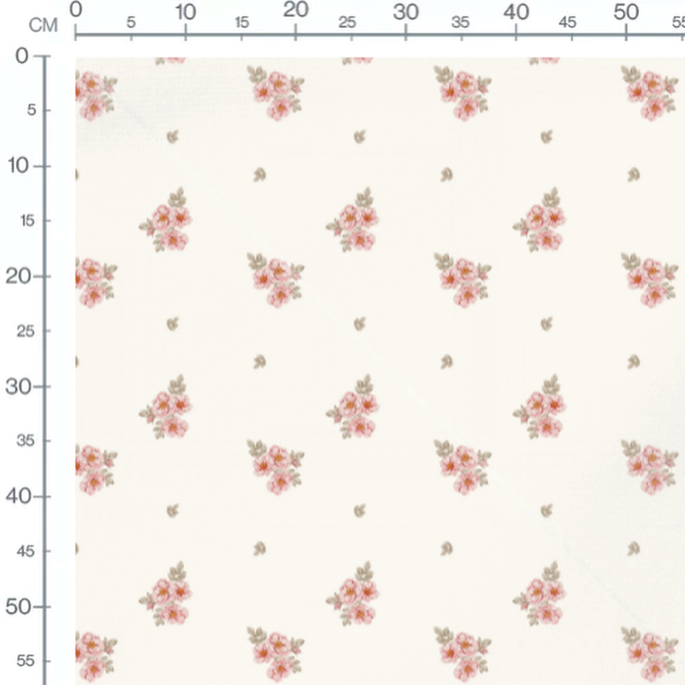 Tissu - Roses roses sur fond crème