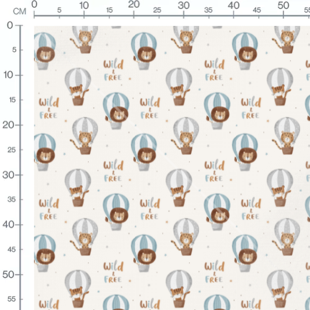 Tissu - Lions et tigres en vol