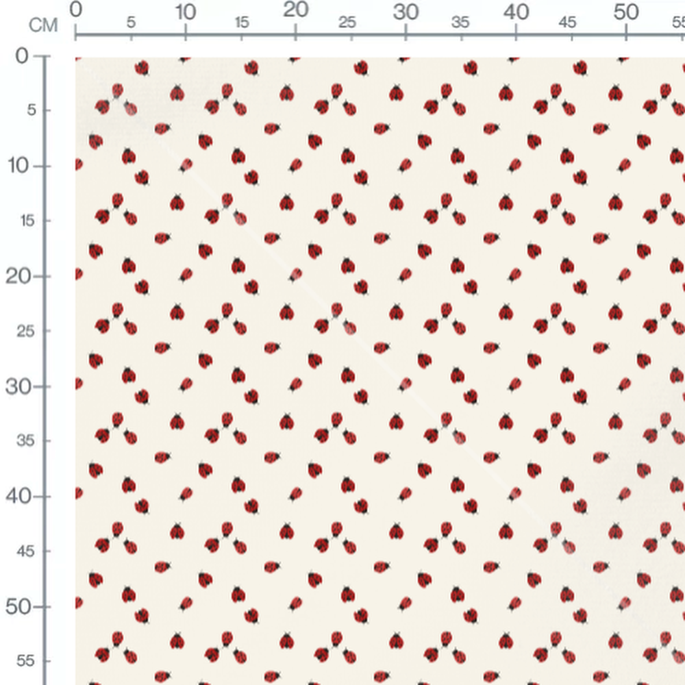 Tissu - Coccinelles à pois sur crème