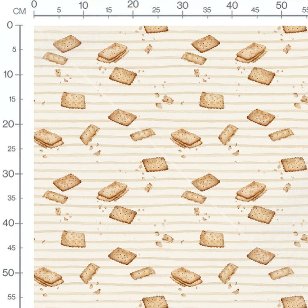 Tissu - Biscuits rectangulaires sur crème