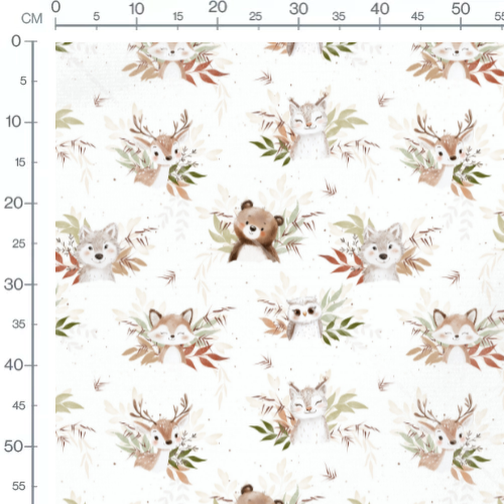 Tissu - Faune forestière pastel