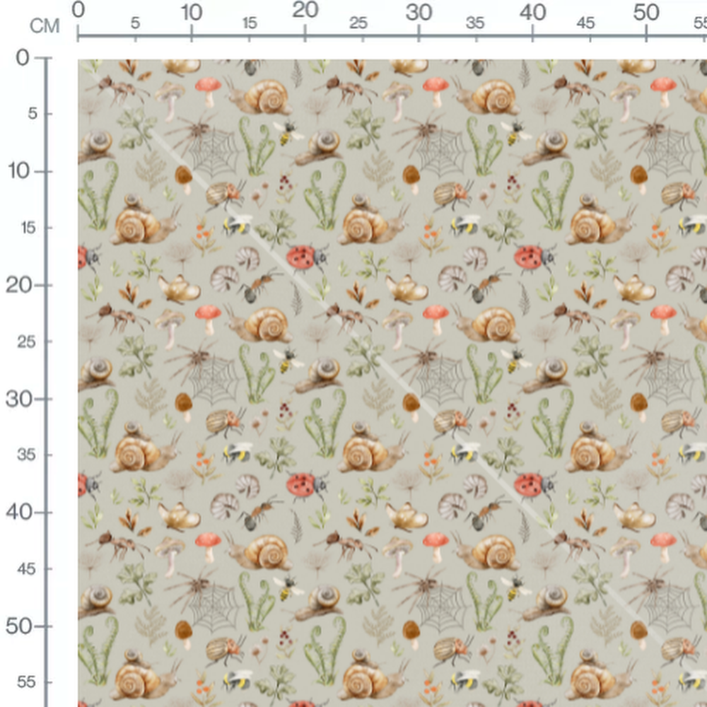 Tissu - Insectes et escargots aquarelle