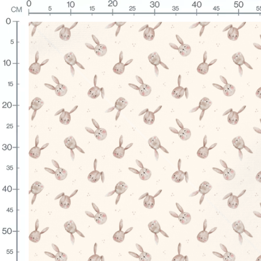 Tissu - Lapins marron clair et doux