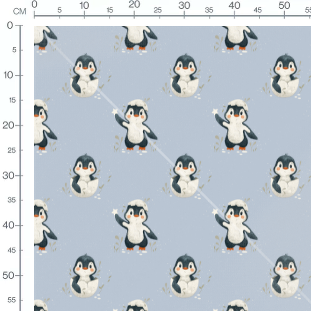 Tissu - Pingouins et œufs craquelés