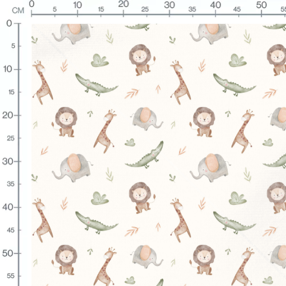 Tissu - Animaux pastel sur fond blanc 2
