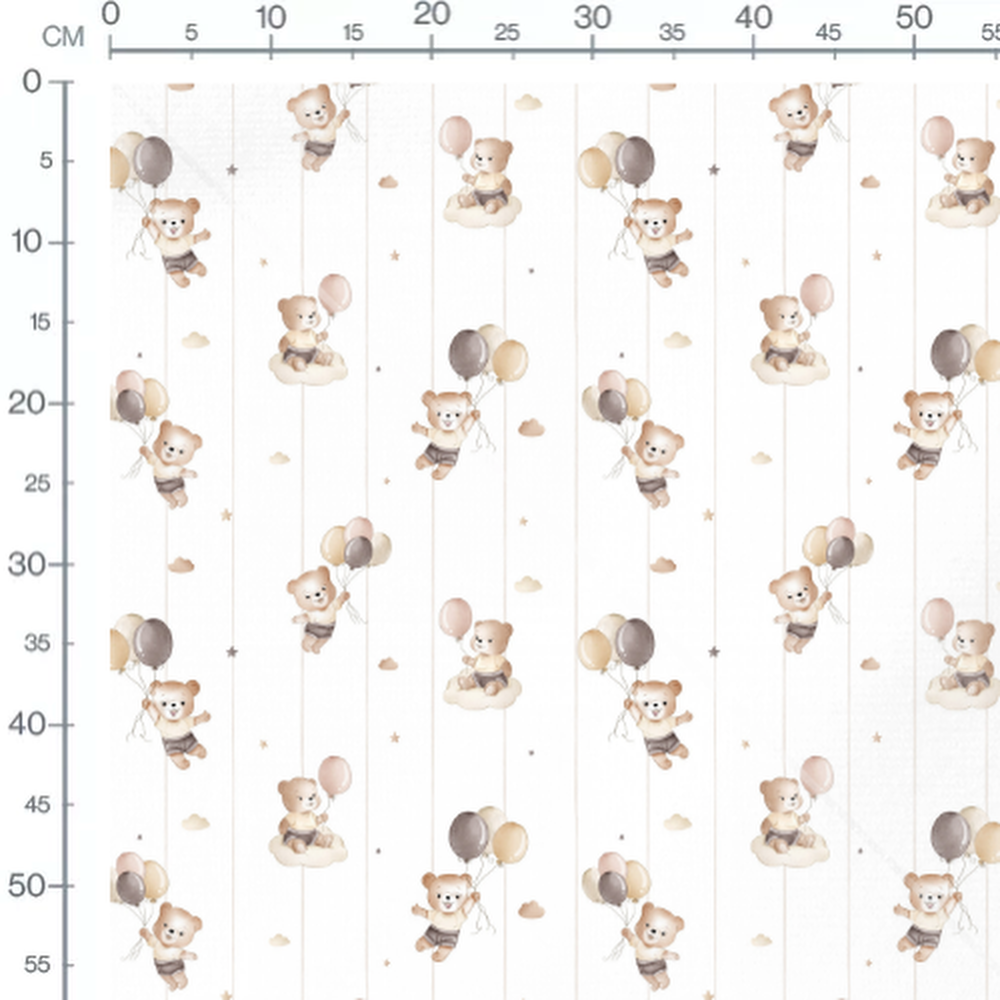 Tissu - Oursons et ballons pastel