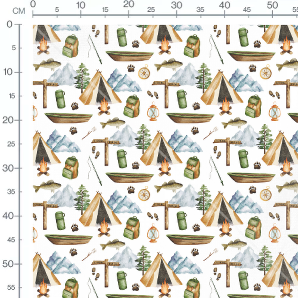 Tissu - Motif camping et nature