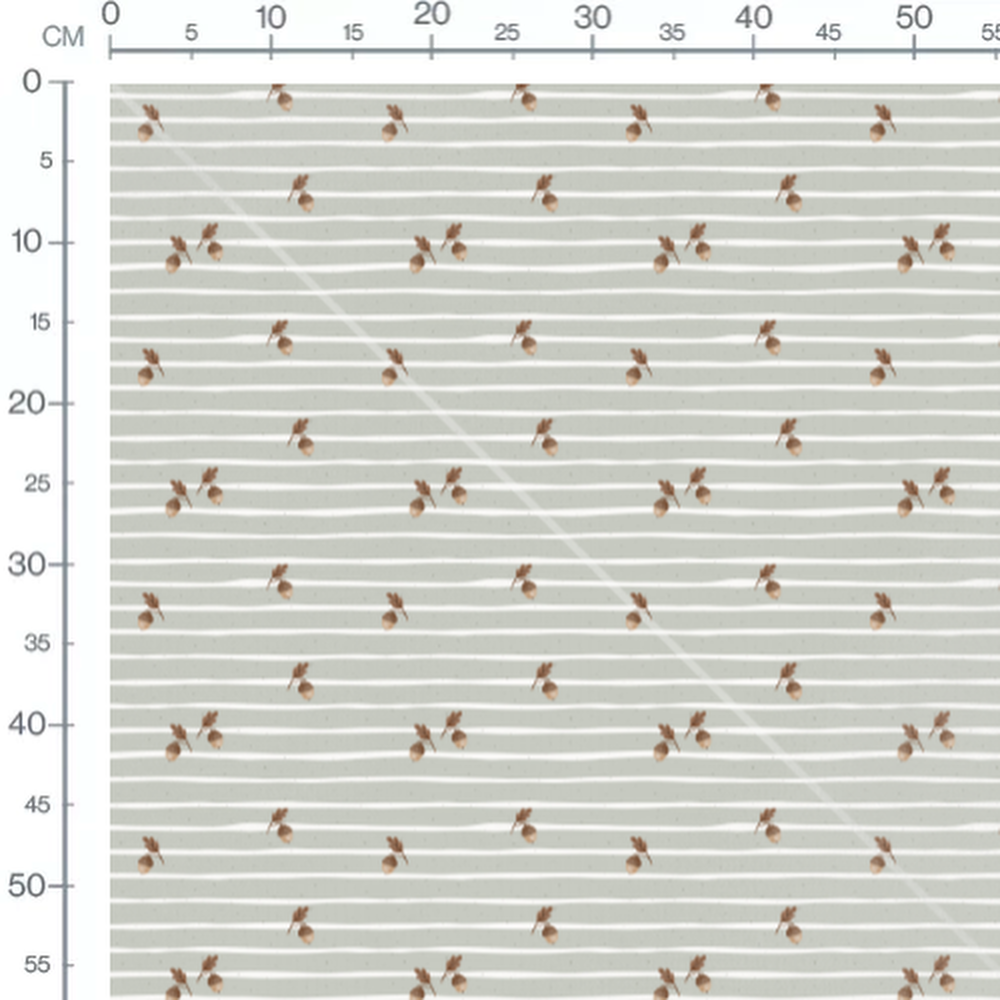 Tissu - Glands et feuilles sur rayures