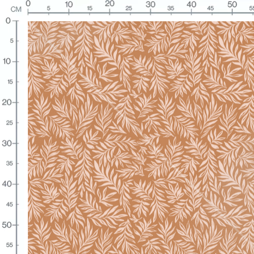 Tissu - Feuilles blanches variées