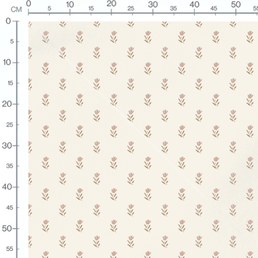 Tissu - Fleurs roses stylisées beige