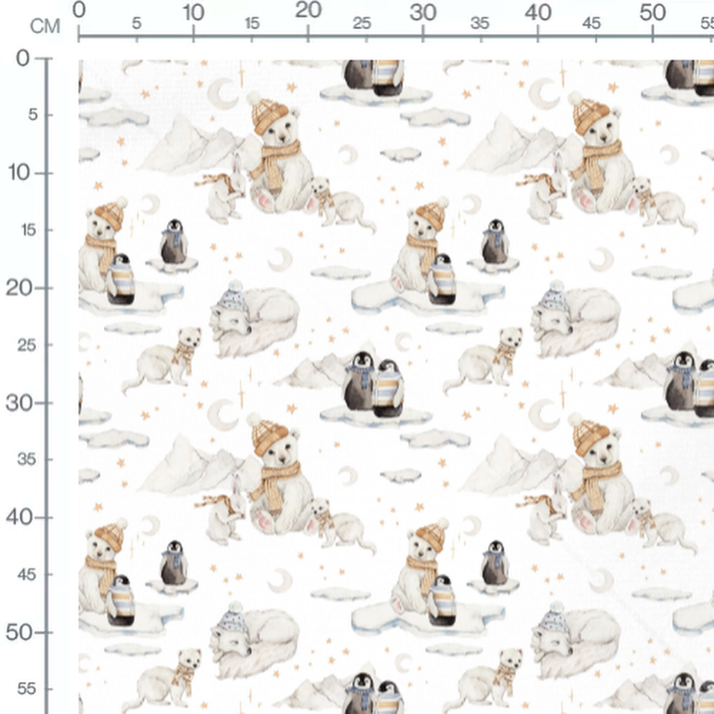 Tissu - Animaux polaires et étoiles