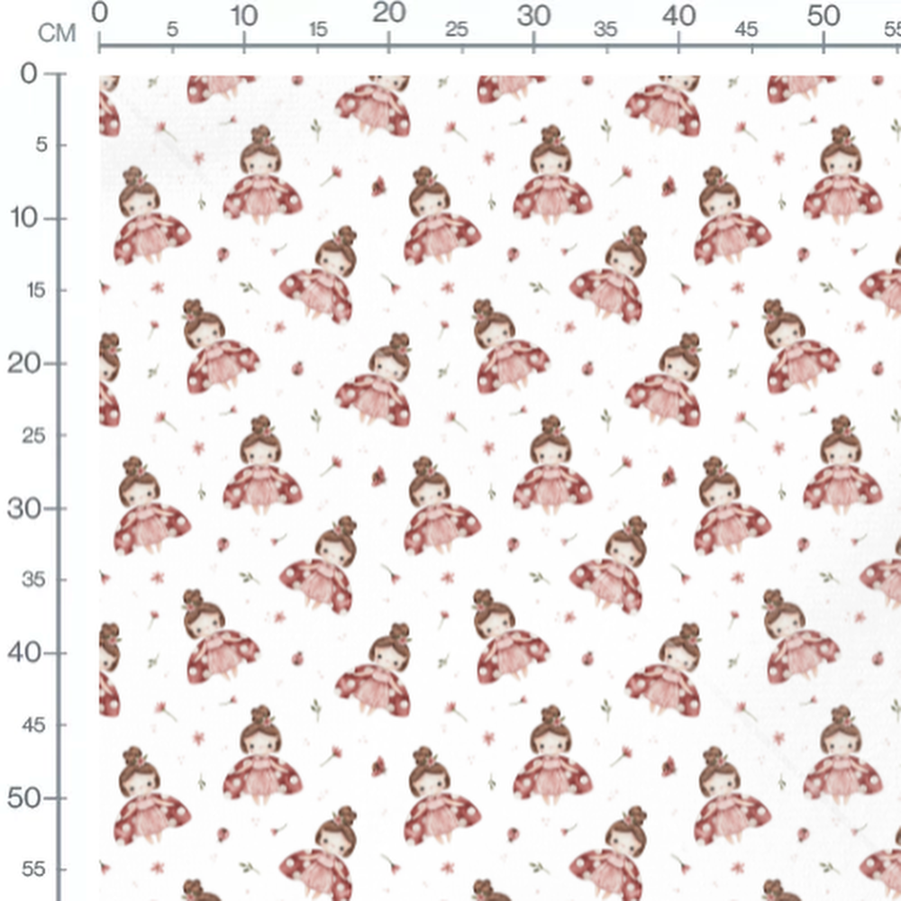 Tissu - Petites fées et fleurs