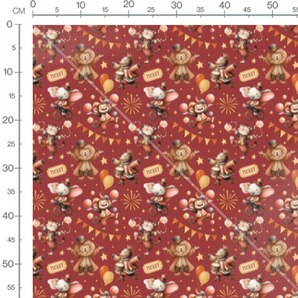 Tissu - Cirque éclatant sur fond rouge