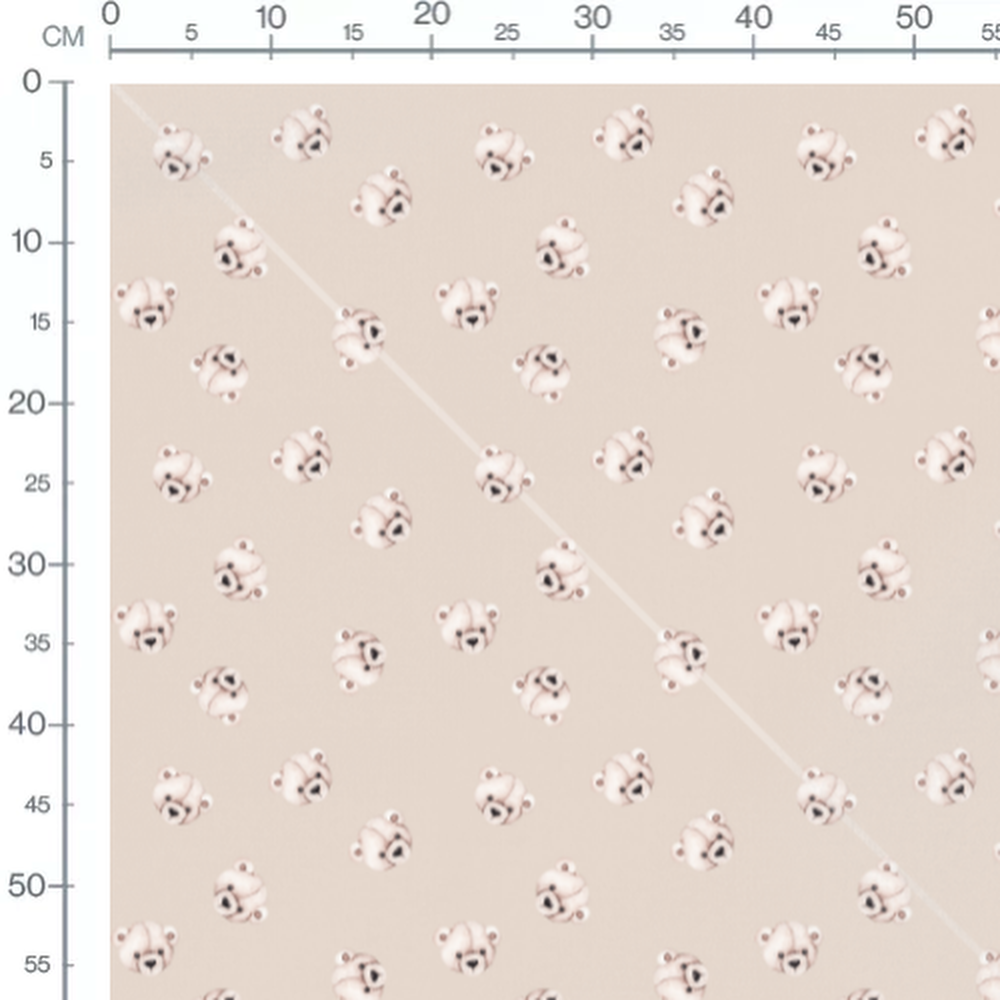 Tissu - Oursons beige sur beige