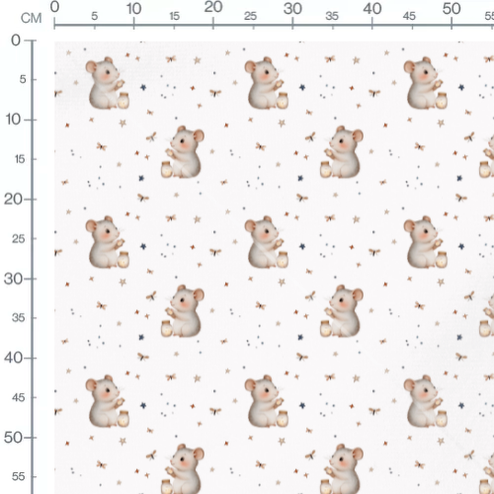 Tissu - Souris avec lucioles