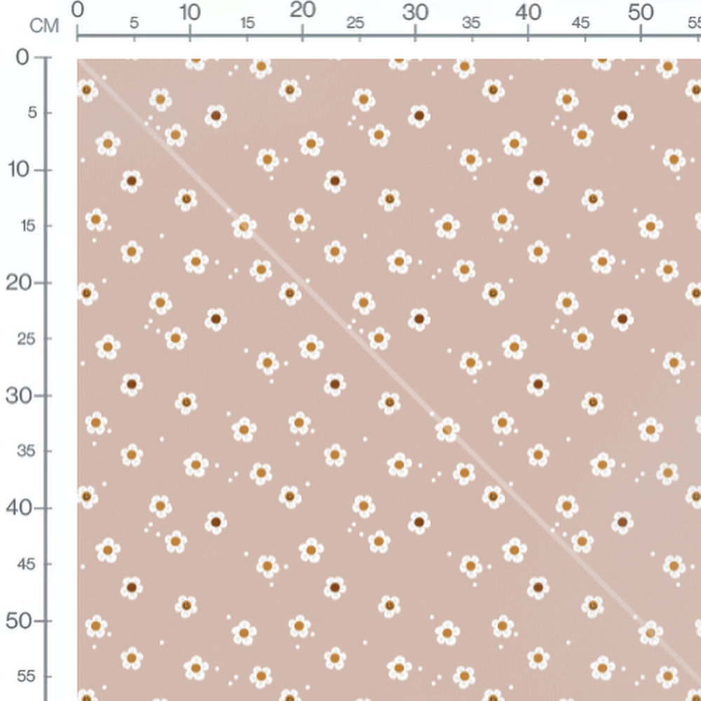 Tissu - Marguerites blanches souriantes