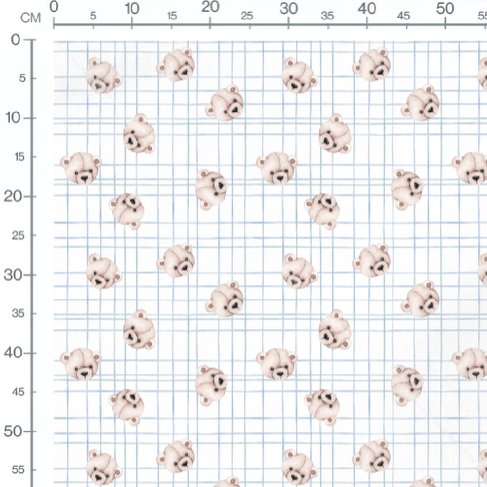 Tissu - Oursons sur fond quadrillé
