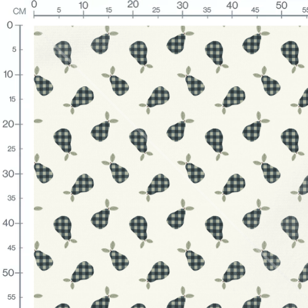 Tissu - Poires à carreaux verts et noirs