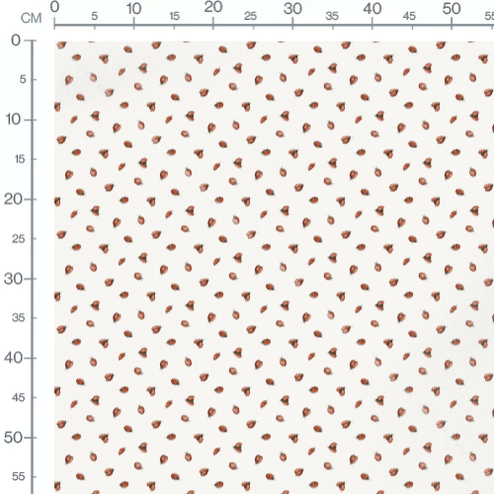 Tissu - Coccinelles variées sur blanc