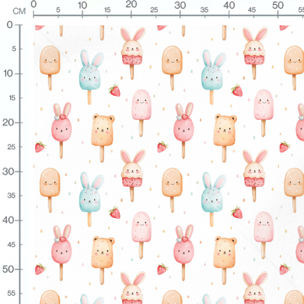 Tissu - Glaces animaux colorées