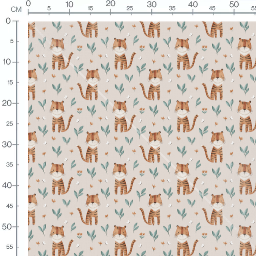 Tissu - Tigres marron sur fond beige