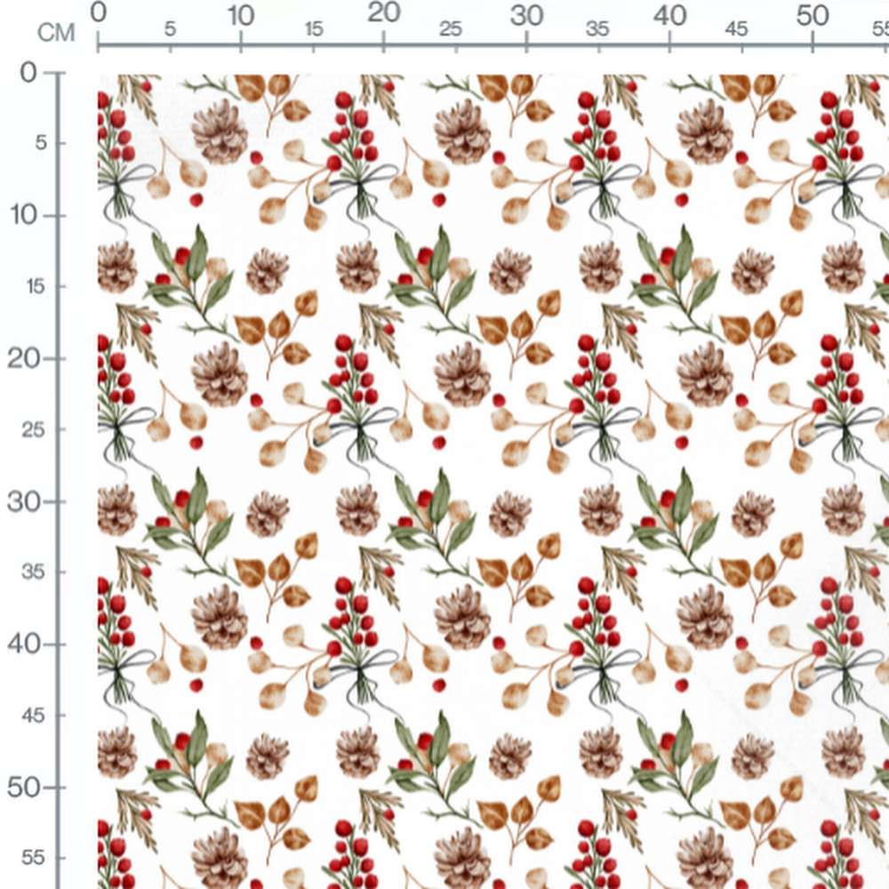 Tissu - Fleurs rouges sur fond blanc