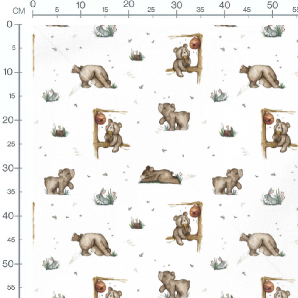 Tissu - Ours et ruches aquarelle