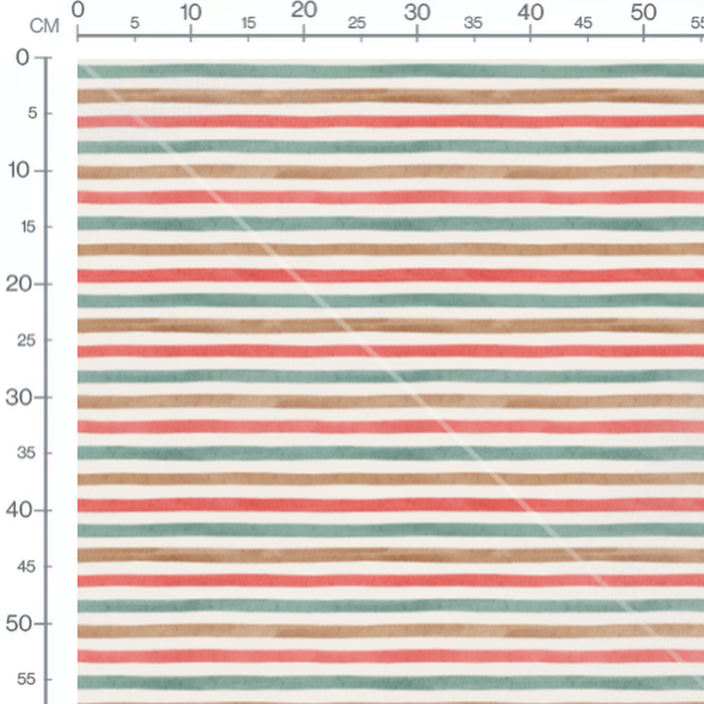 Tissu - Rayures aquarelle vertes et brunes 2