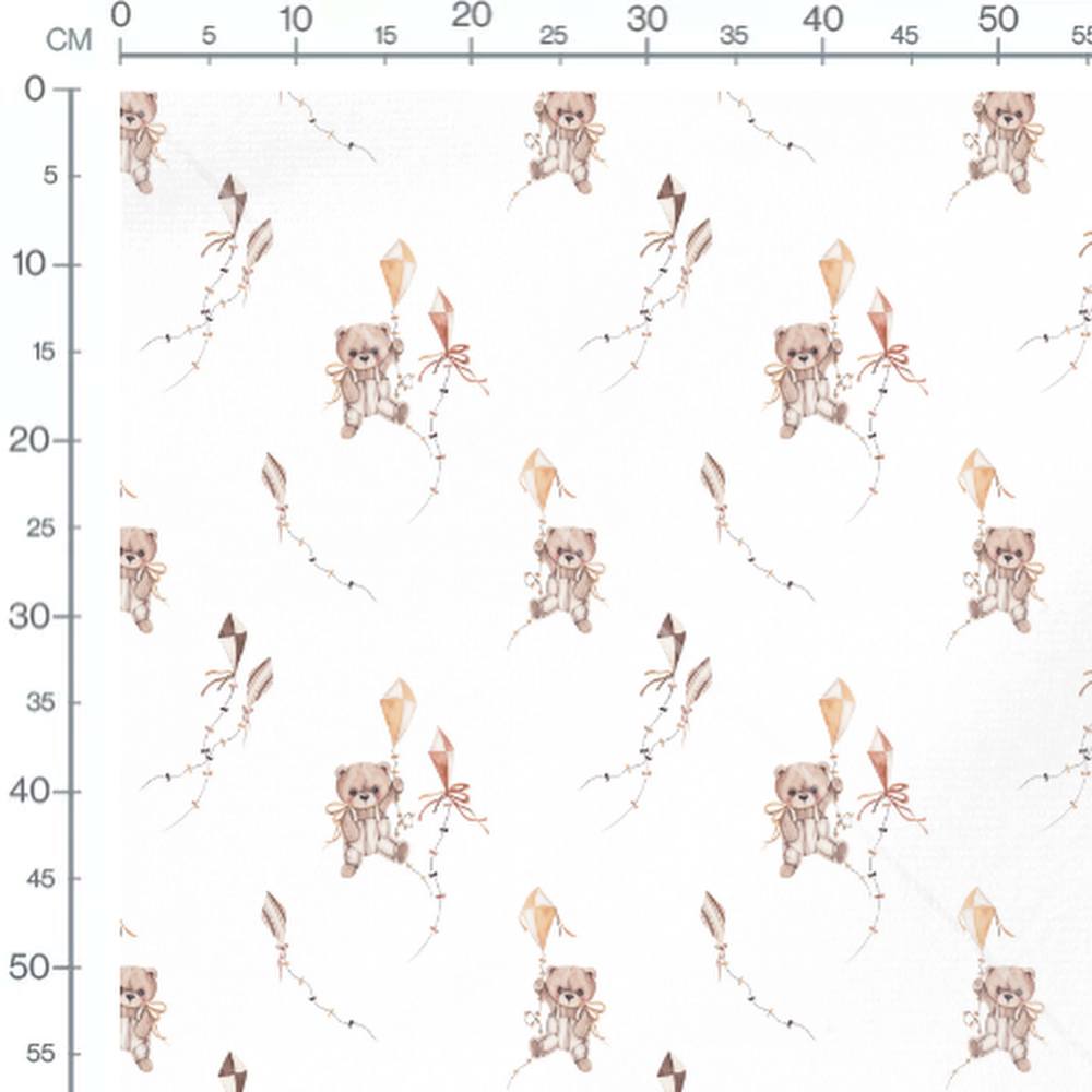 Tissu - Oursons et cerfs-volants colorés
