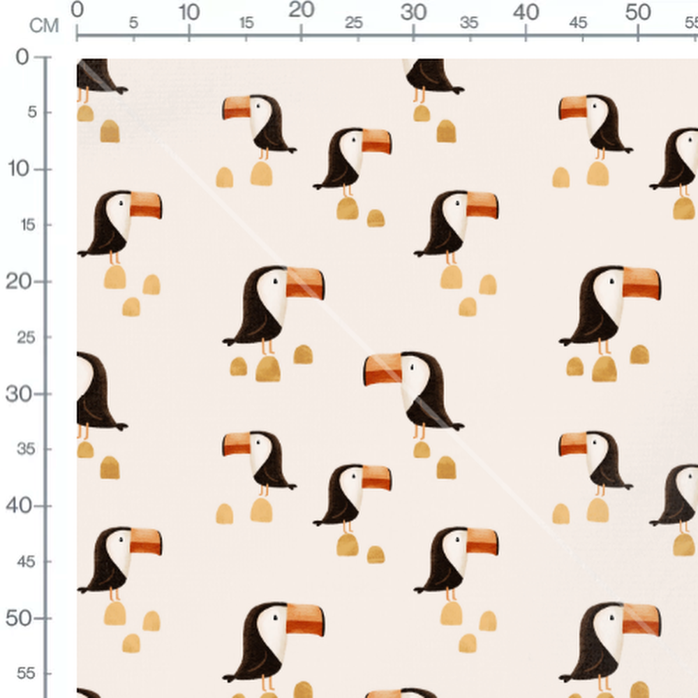 Tissu - Toucan sur fond beige