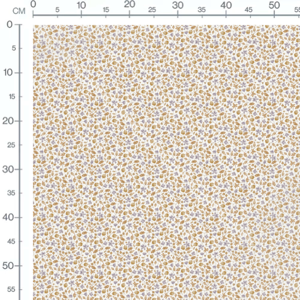 Tissu - Fleurs violettes sur fond blanc