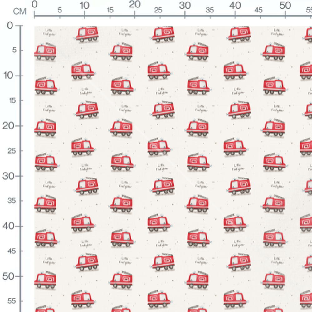 Tissu - Camions rouges et texte